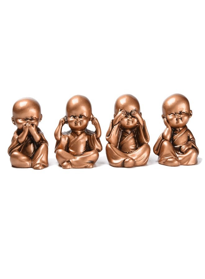 BRABUD Resin Hear No Evil See No Evil Speak No Evil Do No Evil Statue Set of 4 Monks Figurine Home Desk Office Desk Decor Ornaments Collectible TQGJBS233 - Image 1